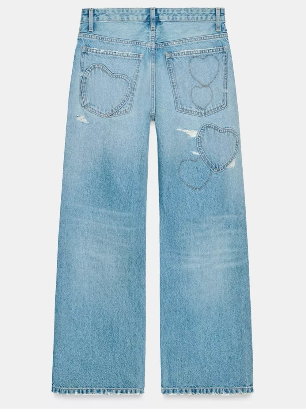 NWT ZARA MID-RISE TRF BOYFRIEND JEANS WITH HEARTS - Picture 5 of 6